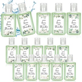 Piuaeue 50Pcs White Flower Mini Hand Sanitizer Bulk, Thank You Gift Wedding Favors Small Hand Sanitizer for Guest 1fl oz Travel Size Hand Soap for Wedding Gift Supplies
