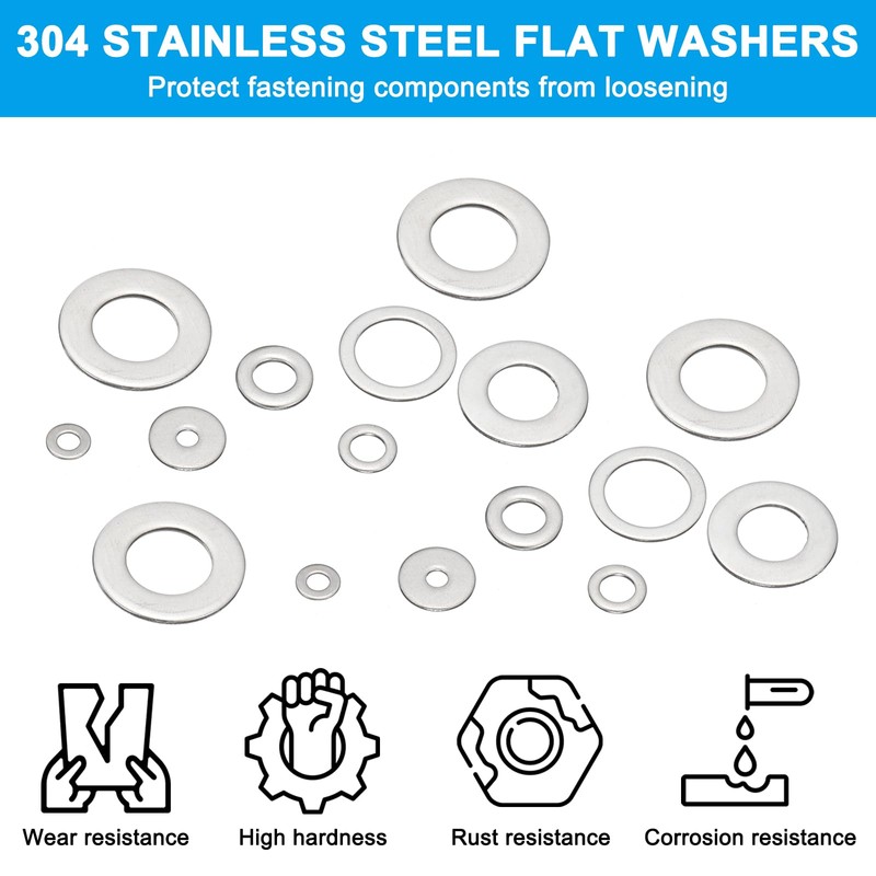 PATIKIL 304 Stainless Steel Flat Gasket, 50 Pack 1/8" ID
