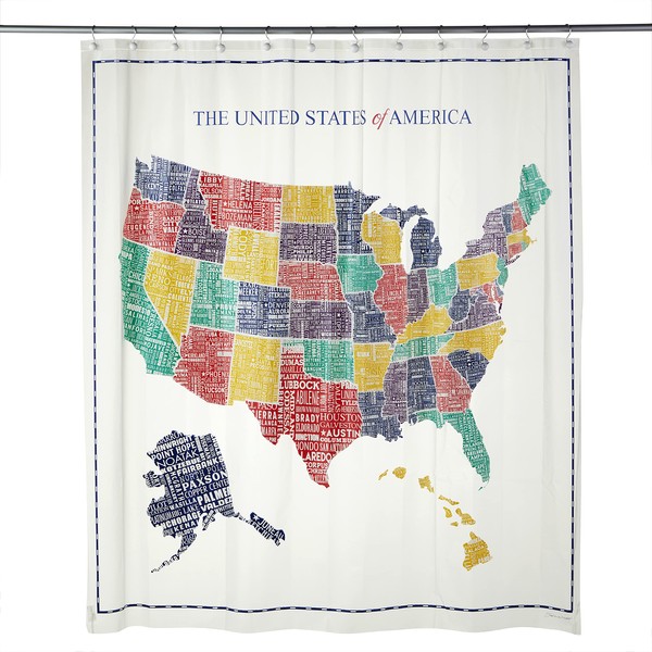 SKL Home by Saturday Knight Ltd. USA Map Shower Curtain,