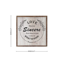 Nintydays Love Must Be Sincere Hate What is Evil Cling to What is Good Bible Verse for Bedroom Bathroom Kitchen Dining Laundry Room Nursery Sign Decor Wooden Sign with Sayings 12X12