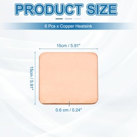 PATIKIL Copper Heatsink, 6 Pcs Copper Pad Shim IC Chipset GPU CPU Thermal Heatsink for Cooling Laptop Desktop Computer (15x15x0.6mm)