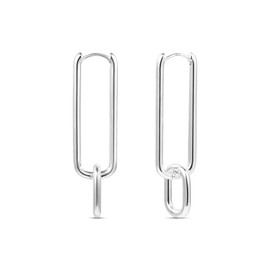 ALEXCRAFT Earrings Silver 925 Hanging Square Hoop Earrings with Pendant for Women Gift for Women Girlfriend Mum Girls, Brass
