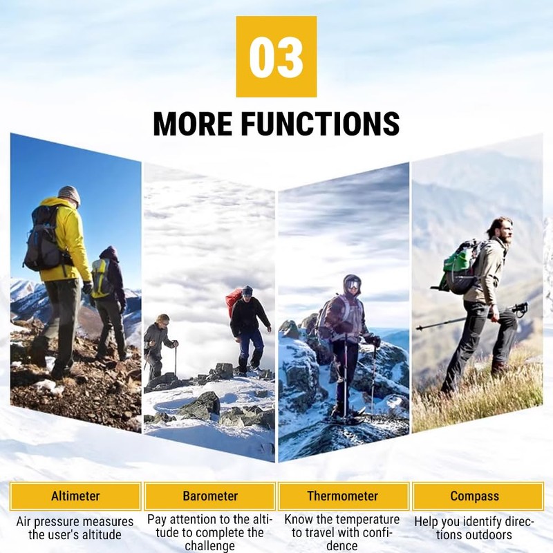 Uadme 4 in 1 Digital Mini Compass Altimeter Thermometer Barometer