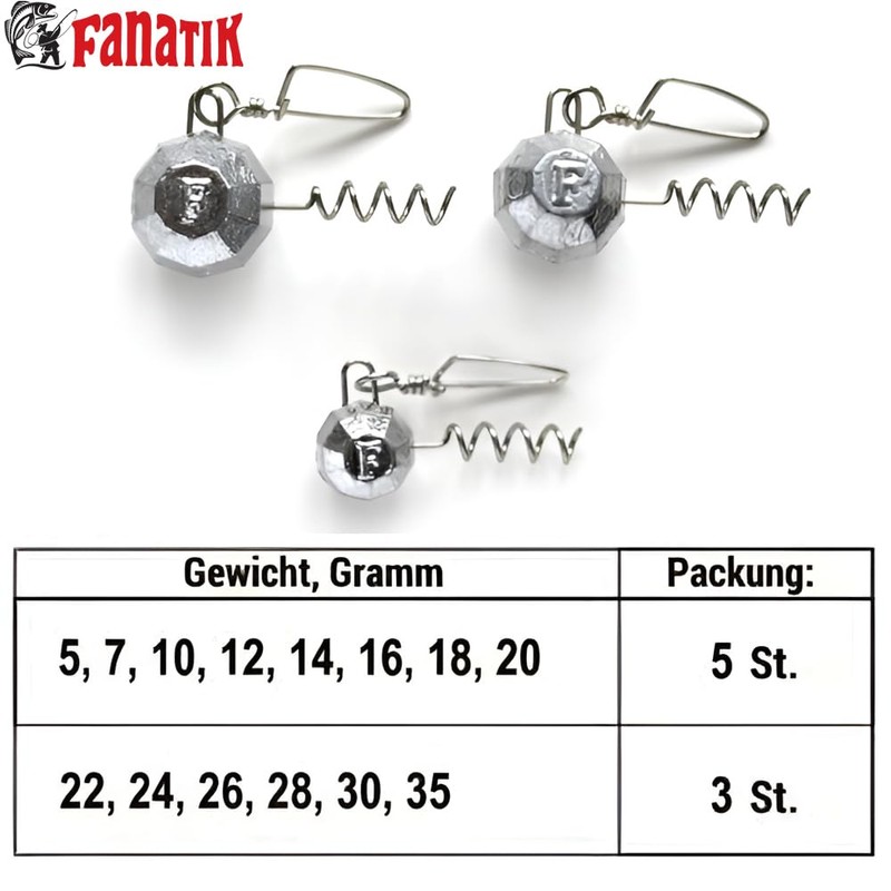 FANATIK Screw Head Spiral Set 5 Pieces/3 Pieces with Carabiner