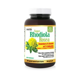 Herba Rhodiola Rosea Supplement 200mg - 90 Vegetable Capsules | Rhodiola Supplement with Min 3% Rosavins and 1% Salidrosides | Help Relieve Symptoms of Stress | Product of Canada