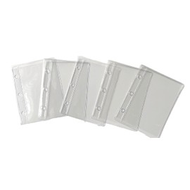 Donaly Mini Organizer, 3 Hole Binder, Korean Notebook, Trading Card Case with Refill (Clear File, Set of 5 [Transparent])