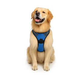 TiMT No-Pull Dog Harness, Adjustable Padded Vest, Soft, Comfy & Breathable for Easy Walking and Control, 2 Front & Back Leash Clips Reflective No Choke pet Harness Blue, XL