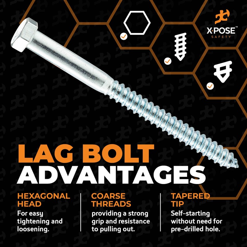 Concrete Anchors Set with 6" Lag Bolt, Lag Shield and
