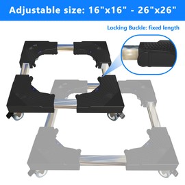 KUPAO Appliance Dolly Cart with 4 Locking Wheels Mini Fridge Stand Adjustable 16"-26" Universal Mobile Roller for Portable Washer, Dryer, Refrigerator, Furniture, Black