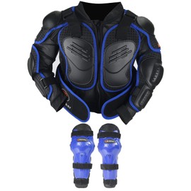 Youth Dirt Bike Gear Riding Chest Spine Protector Youth Motorcycle Jacket with Armor Guards Set for Motocross Teenager Full Body Protector with Elbow Knee Shin Guards