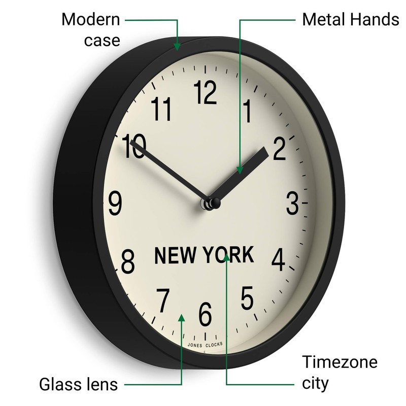 JONES CLOCKS® New York Time Zone Wall Clock | Small