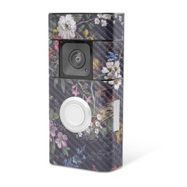 MightySkins Carbon Fiber Skin Compatible with Ring Video Doorbell Plus - Midnight Blossom | Protective, Durable Textured Carbon Fiber Finish | Easy to Apply