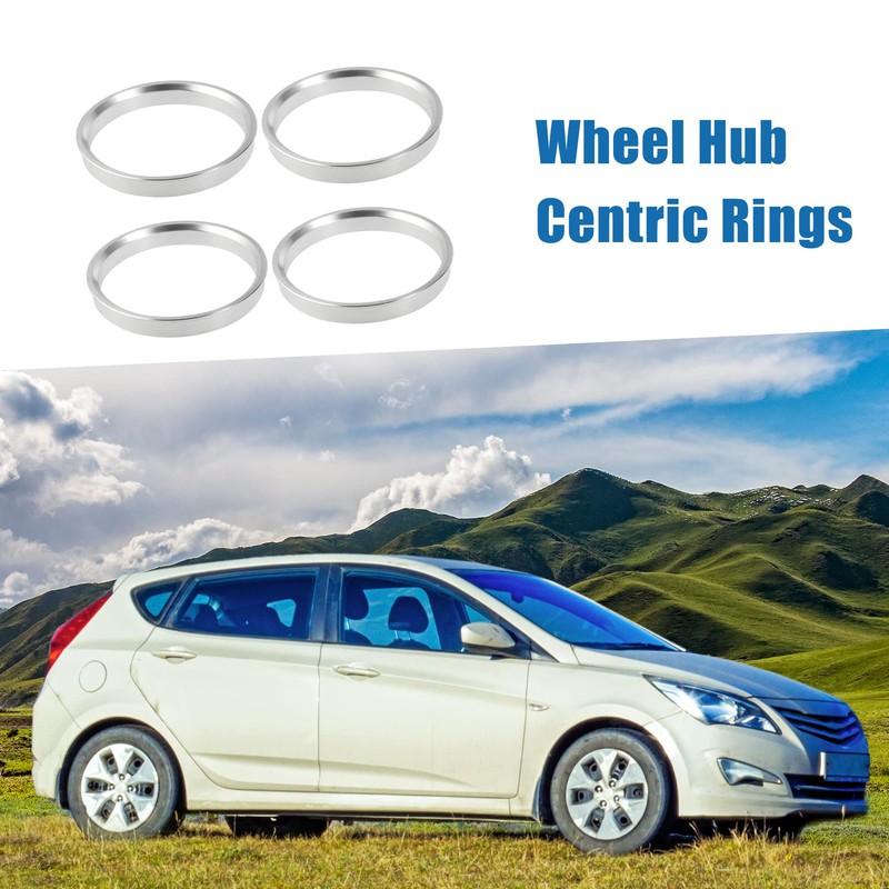 A ABSOPRO 72.6 to 66.1mm Wheel Hub Centric Rings Silver