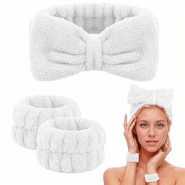 LIEWEILS Spa Headband,Makeup Headband Set,For Face Washing Skin Care Accessories,Girls Spa Headbands and Wristbands for Washing Face Head and Wrist Band Set for Spa Treatments