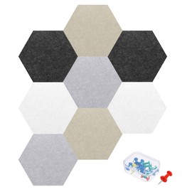 MECCANIXITY 8Pcs Hexagon Acoustic Panels 20x17.5cm B1 Fireproof Soundproof Foam Panels with 15 Push Pins for Wall Decoration Home Studio Office(Black,Bright Gray,Dark Brown,White)