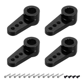 MECCANIXITY 4 Pcs Aluminum Servo Horn 15T Servo Horn Steering Short Arm 17.5mm Length Black Suitable for DIY RC Car/Boat/Airplanes Boat Model Accessories with Screws