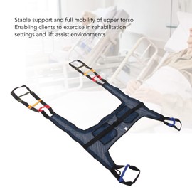 Fyearfly Patient Lift Toilet Strap, Large Mesh Strap, Toilet Strap, Padded Nylon Patient Lift Transfer Aid for Standing Walking Training, Dark Blue H Shape Mesh