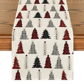 Artoid Mode Xmas Tree Christmas Table Runner, Seasonal Winter Kitchen Dining Table Decoration for Home Party Decor 13x36 Inch