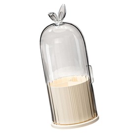 Milageto Makeup Brush Holder Desktop Storage Organizer,with Lid,360° Rotating,Cosmetics Brushes Storage Container for Desktop Bedroom, cream