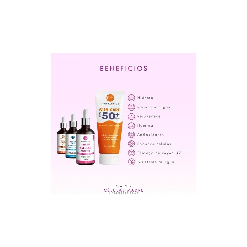 Kit Pureza Natur Protector Solar Kit Celulas Madre Serums