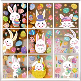 9 Sheets Easter Window Stickers Reusable Spring Easter Window Stickers, Easter Decoration Stickers, Window Decoration for Easter Decoration and Spring Decoration Children's Room Children