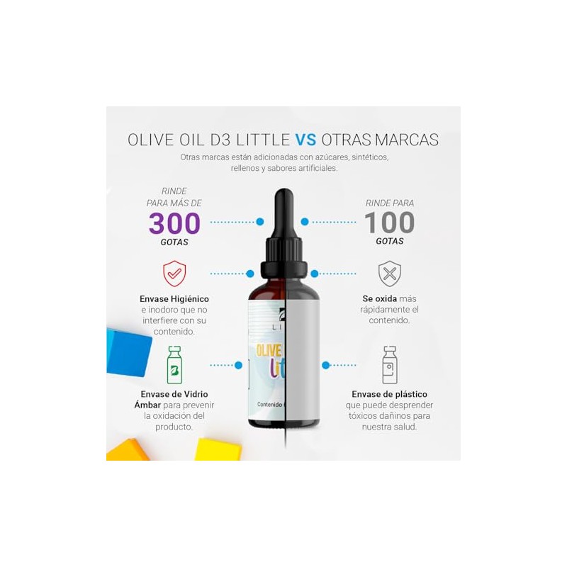 Vitamina D3 300 gotas. 10 ml. Ingredientes naturales. Olive Oil
