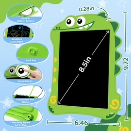 FunMission 8.5" LCD Dinosaur Writing Tablet for Kids (2 Pack) - Toddler Travel Drawing Pad, Educational Birthday/Christmas Gift for 3-6 Year Old Boys Girls, Mess-Free Eye-Safe Toy