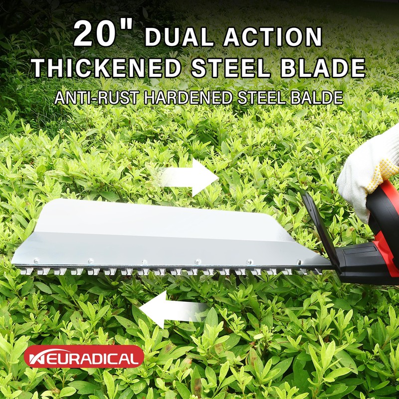 Neuradical 20 Inch Cordless Hedge Trimmer & Bush Trimmer,21V 2Ah