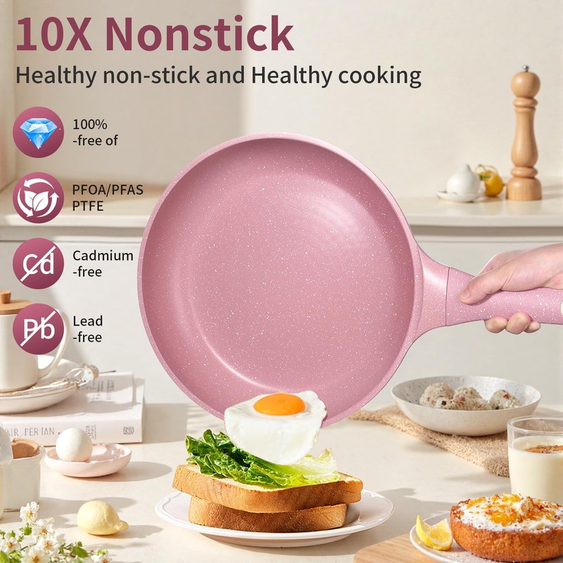 6-Piece Nonstick Frying Pan Set with Lids(8,10,11 Inch) Omelette &