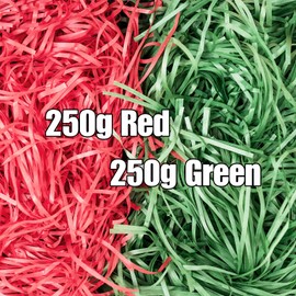 500g Christmas Shredded Tissue Paper, Red & Green Shredded Paper for Packaging, Dust-Free, Ideal Hamper Filling & Shredded Filler