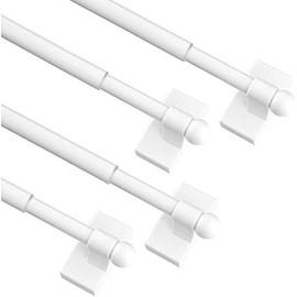 Coquilles Multi-Use Adjustable Magnetic Curtain Rods for Doors, Windows, Tool Boxes, 9-16 Inch, Easy Installationï¼4-Packï¼White