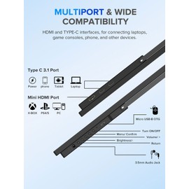 EVICIV  22.0" 1400P Gaming IPS HDR Screen Monitor Portable Screen w/ HDMI USB-C