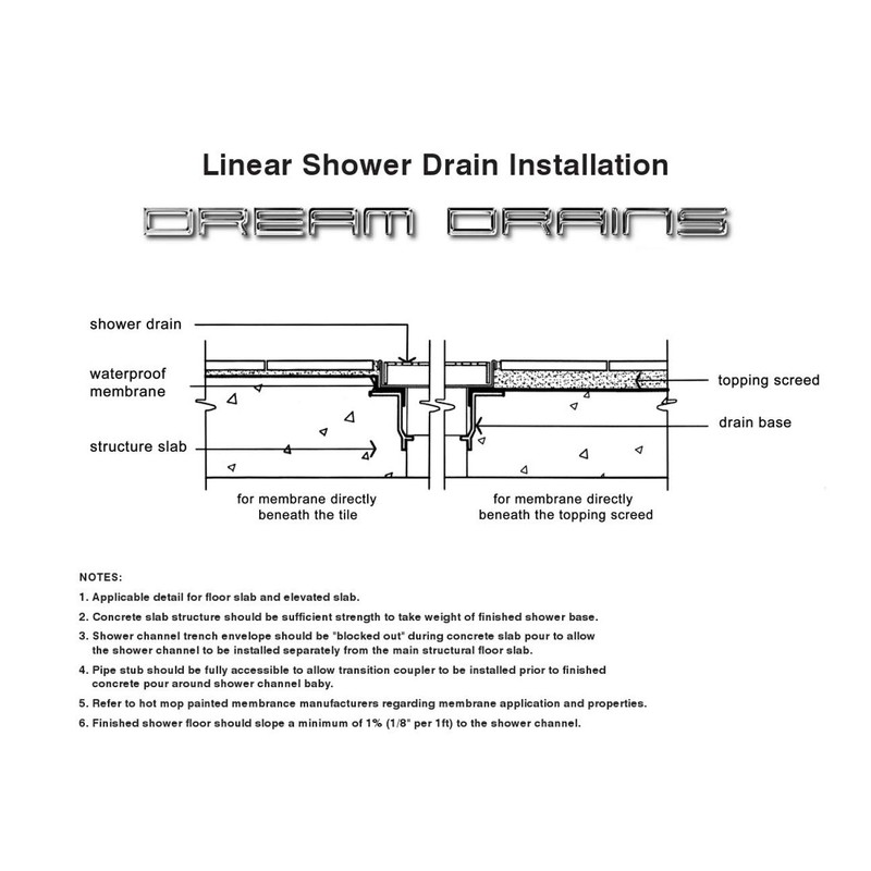 DreamDrains 42 in Stainless Steel Linear Shower Drain - Tile