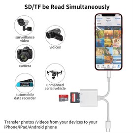 2 in 1 SD Card Reader, 1 Portable Type-C Card Reader, Multi-function Dual Line Card Reader for Home Office Digital Camera