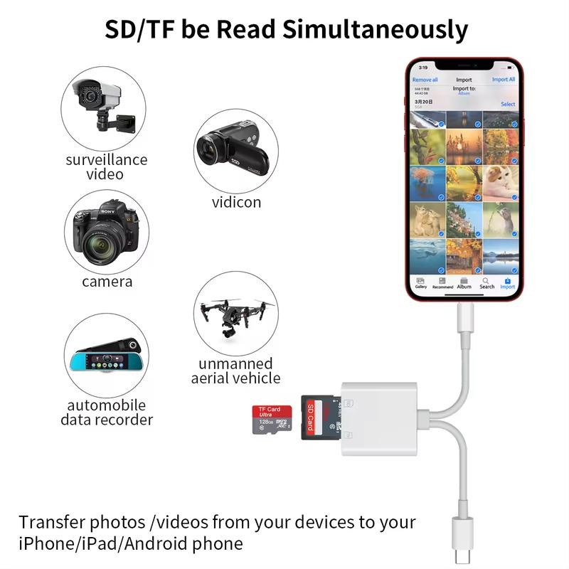 2 in 1 SD Card Reader, 1 Portable Type-C Card