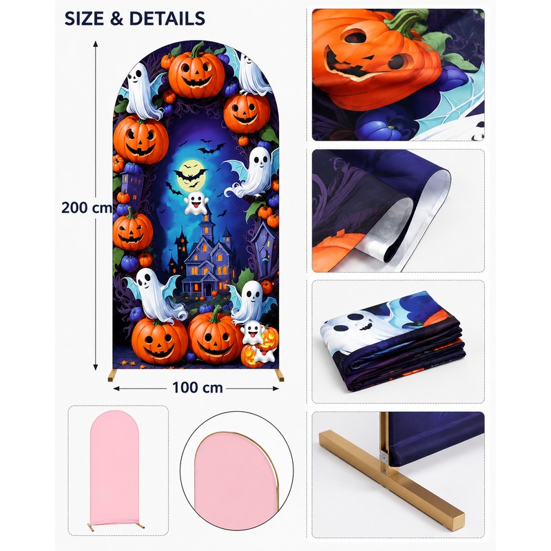 Halloween Photo Backdrop- Reusable Double-Sided Background for Parties and Events