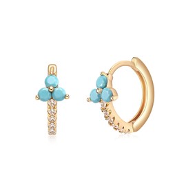 Jenosy Earrings for Women Turquoise Earrings Gold Cute Hoop Earrings for Women Lightweight Cartilage Turquoise Earrings Hypoallergenic 18K Gold Plated EarringsTrendy Jewelry for Women Girls