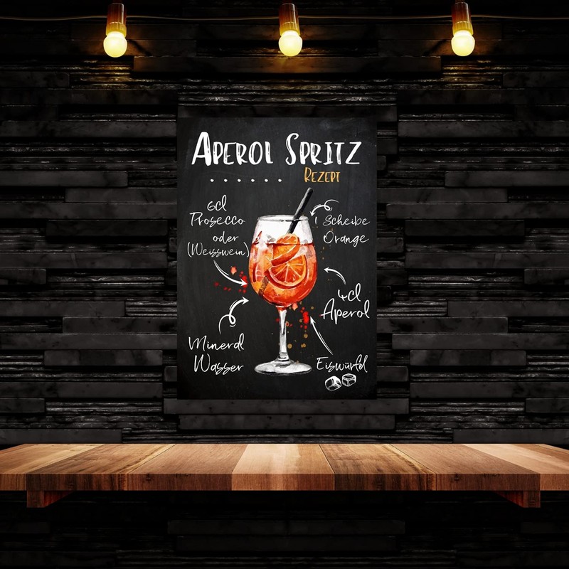 Sign Aperol Spritz Cocktail Recipe Bar Party Cellar Decorative Door