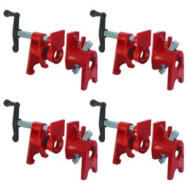 ATPEAM Wood Gluing Pipe Clamp Set | 4 Pack 3/4’’ Heavy Duty Cast Iron Quick Release Pipe Clamps for Woodworking with Unique Foot Design (4, 3/4'')