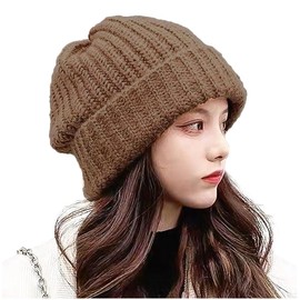 Cross Marberry CY101 Women's Loose Knit Hat, Warm Knit Cap, Braun