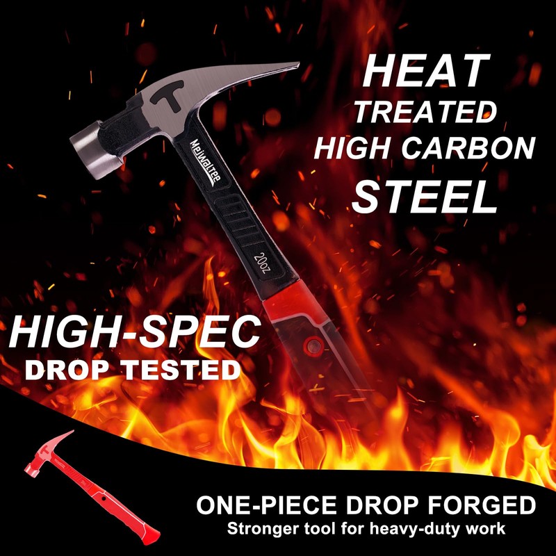 Meiwaltee 20 oz Heavy Duty One-piece Forged Hammer, Straight Claw