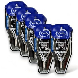 Vanfa Cuticle Nippers, Cuticle Trimmer, Professional Cuticle Cutter - Extremely Sharp - Stainless Steel - Round Head - Single Spring - VF04 Jaw #14 (Pack of 5)