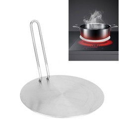 ZLXHDL Induction Adapter Plate 20 cm - Stainless Steel Heat Distributor for Induction Hobs, Gas & Electric Hobs - Removable Handle, for Espresso Makers & Small Pots