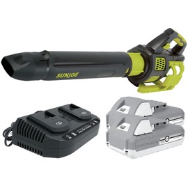 Sun Joe Cordless Brushless Turbine Jet Blower Kit with 2 Batteries & Charger, 24V, 133 MPH - Portable and Lightweight Battery-Powered Electric Equipment for Lawn, Garden, and Yard Care, 24V-X2-JB500