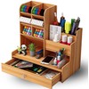 Vikmyer Wooden Pencil Holder, Desk Organiser, Multifunctional Desktop Stationery, Pen