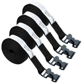 Lashing Strap,1"×10FT Tie Down Straps with Alligator Clip,Adjustable Cargo Straps for Kayak,Cargo,Ladder,Luggage(4PCS,Black)