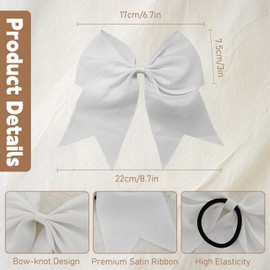 CLINTT 4Pcs Cheer Bows, Suitable for Women, Girls and Children, Elastic Hair Scrunchies Style for Most Hairstyles - White