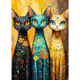 QQYRHN 5D Vintage Cat Diamond Painting Kit for Adults Beginners Cartoon Diamond Art Kits Complete DIY Kitten Diamond Embroidery Set Perfect for Relaxation and Decoration 30 x 40 cm