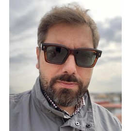 EYLRIM Square Frame Sunglasses for Women Men Trendy Thick Frame Rectangle Sun Glasses Black Shades(04 Black Leopard/Champagne)