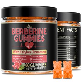 OALSE Berberine GLP-1 Gummies with Berberine HCI, Milk Thistle, Ceylon Cinnamon, PlusChro mium for Men & Women, Energy Boost, Body Support, Sugar Free (60 CT,1 Pack)